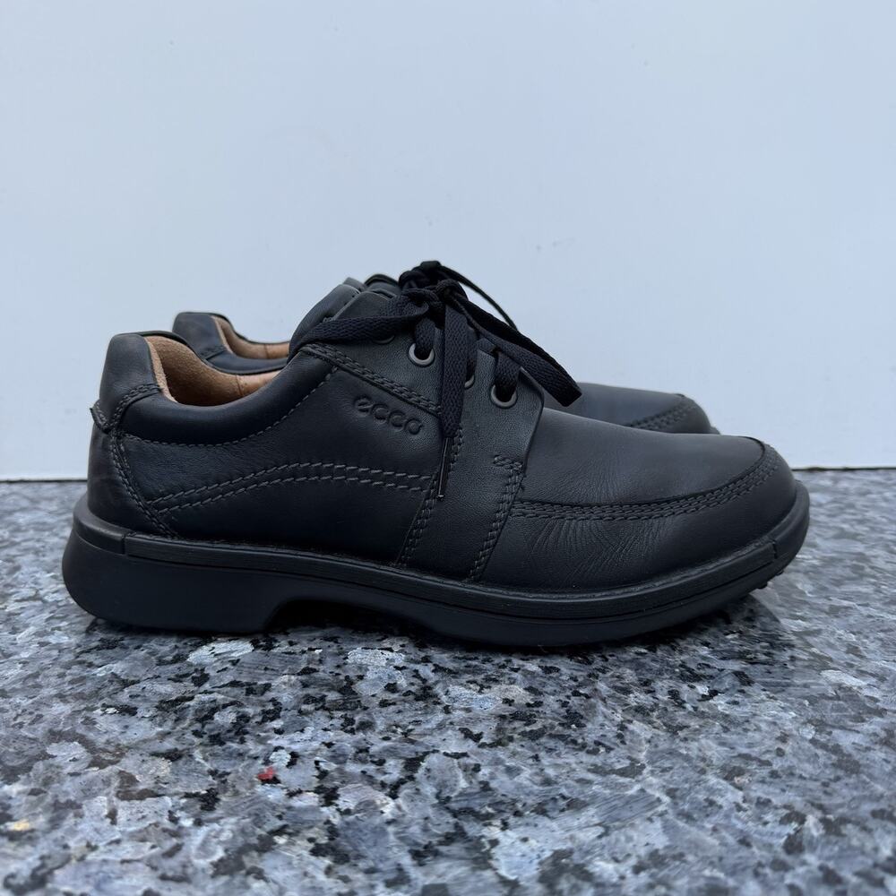 ECCO Fusion II Tie Oxford Casual Shoes Black Leather Men’s Size EU 40